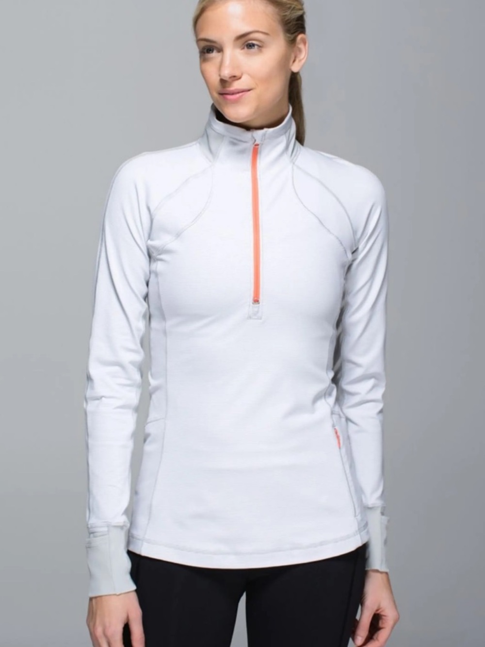 lululemon athletica White Quarter-Zip Pullover with Coral Zip